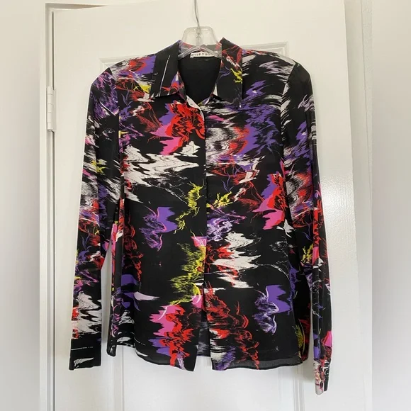 Alice + Olivia Willa Moonstruck Print Placket Blouse